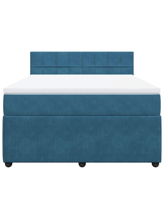 Box spring postel s matrací modrá 140 x 190 cm samet
