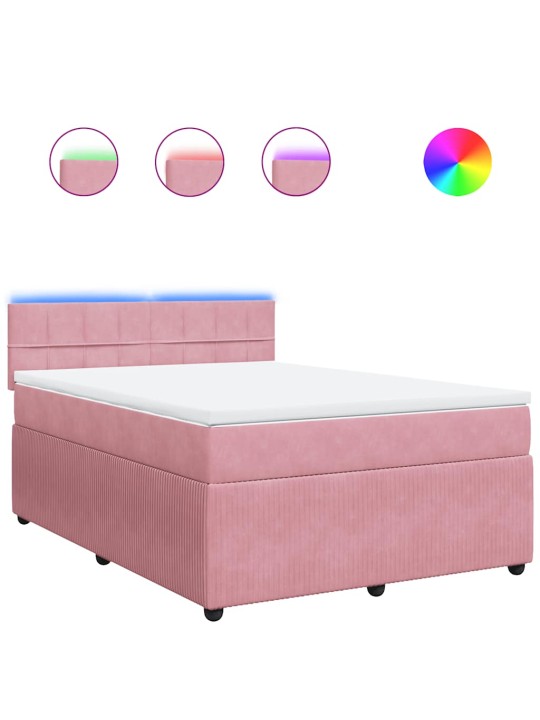 Box spring postel s matrací růžová 140x190 cm samet