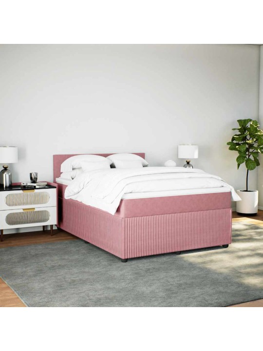 Box spring postel s matrací růžová 140x190 cm samet