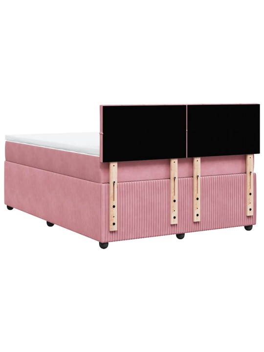 Box spring postel s matrací růžová 140x190 cm samet