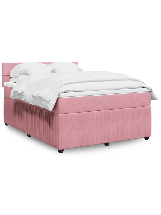Box spring postel s matrací růžová 140x190 cm samet
