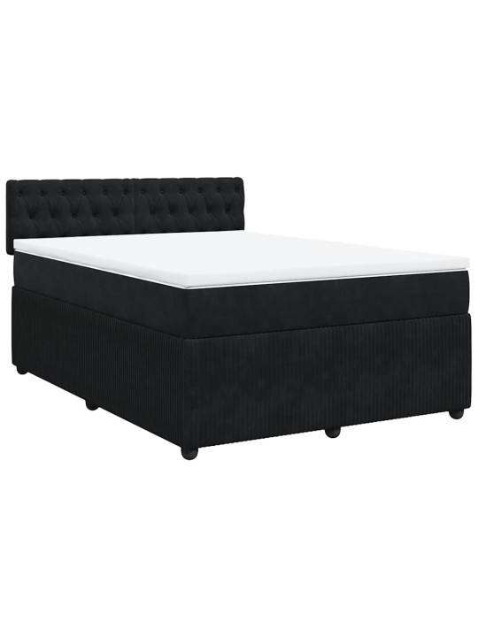 Box spring postel s matrací černá 140 x 190 cm samet
