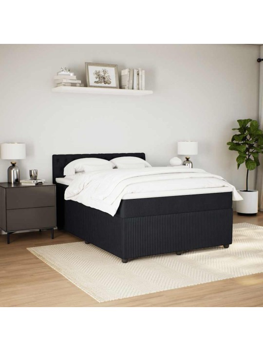 Box spring postel s matrací černá 140 x 190 cm samet