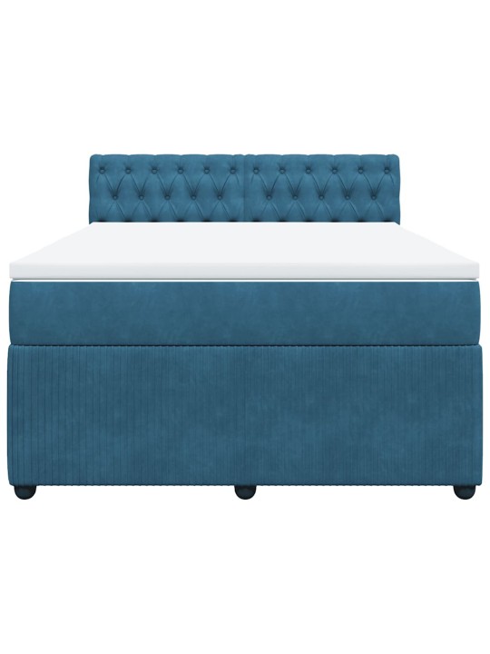 Box spring postel s matrací modrá 140 x 190 cm samet