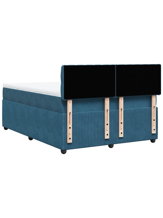 Box spring postel s matrací modrá 140 x 190 cm samet