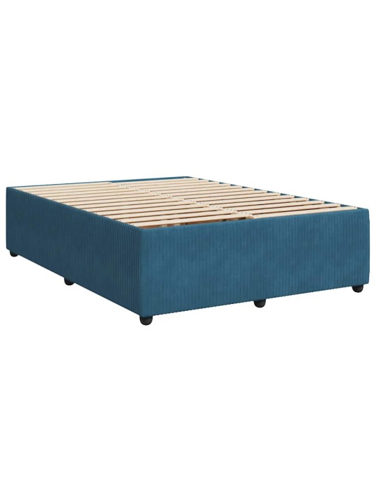Box spring postel s matrací modrá 140 x 190 cm samet
