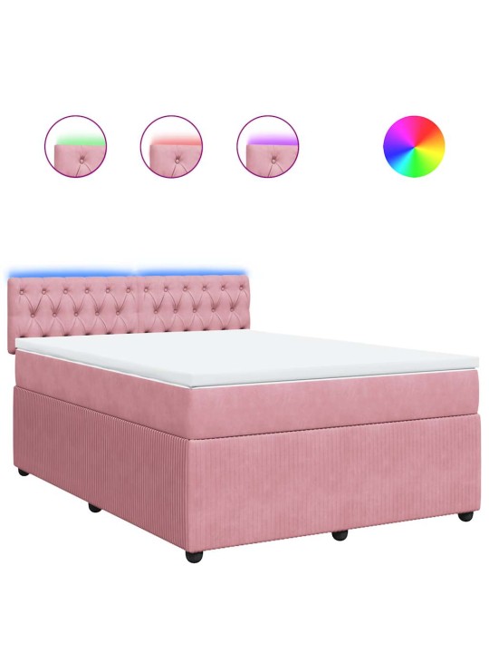 Box spring postel s matrací růžová 140x190 cm samet