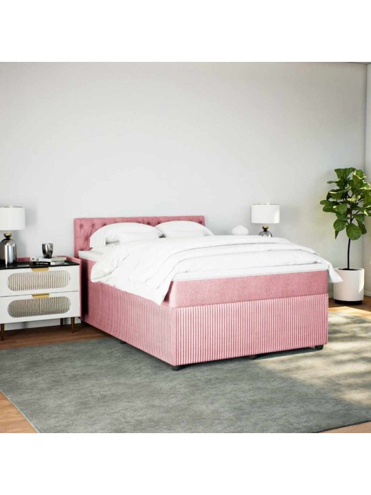 Box spring postel s matrací růžová 140x190 cm samet