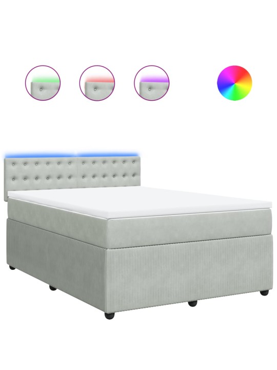 Box spring postel s matrací světle šedá 140x190 cm samet