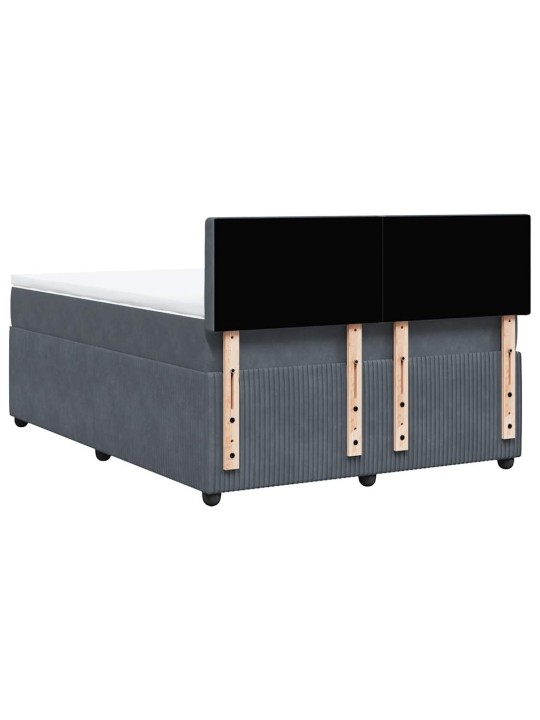 Box spring postel s matrací tmavě šedý 140 x 190 cm samet