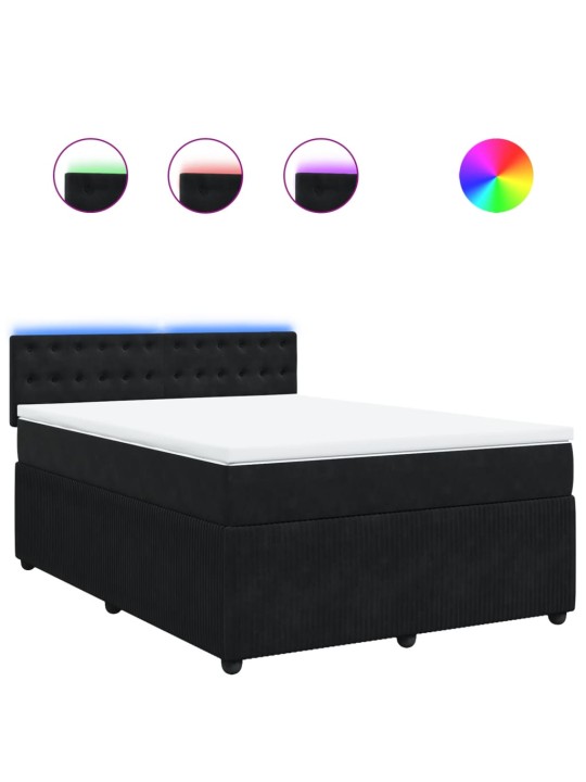 Box spring postel s matrací černá 140 x 190 cm samet