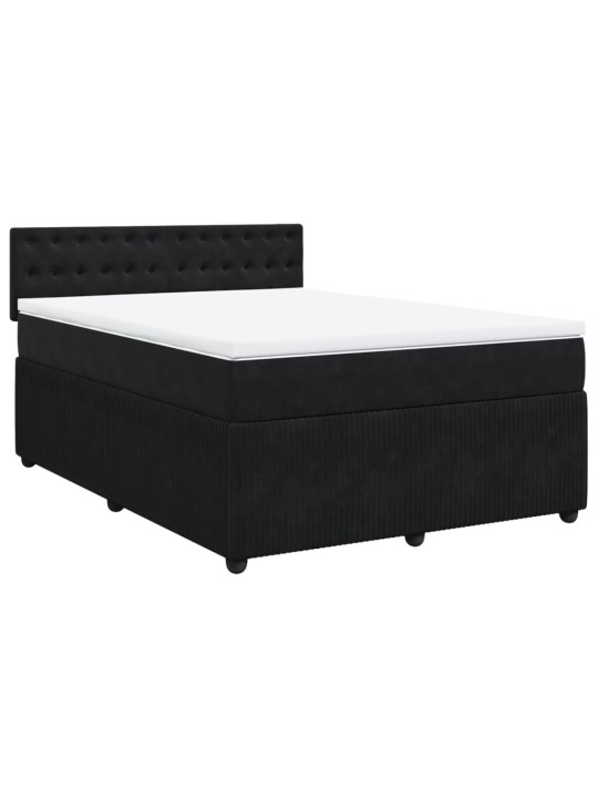 Box spring postel s matrací černá 140 x 190 cm samet