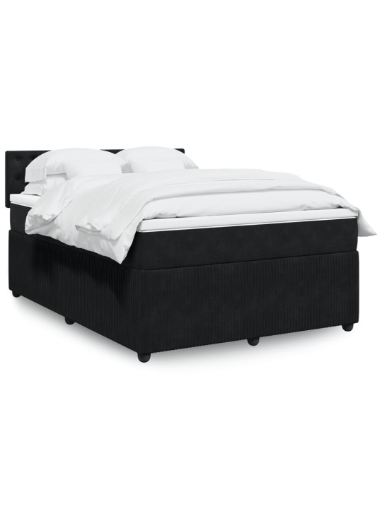 Box spring postel s matrací černá 140 x 190 cm samet