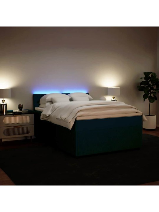 Box spring postel s matrací modrá 140 x 190 cm samet