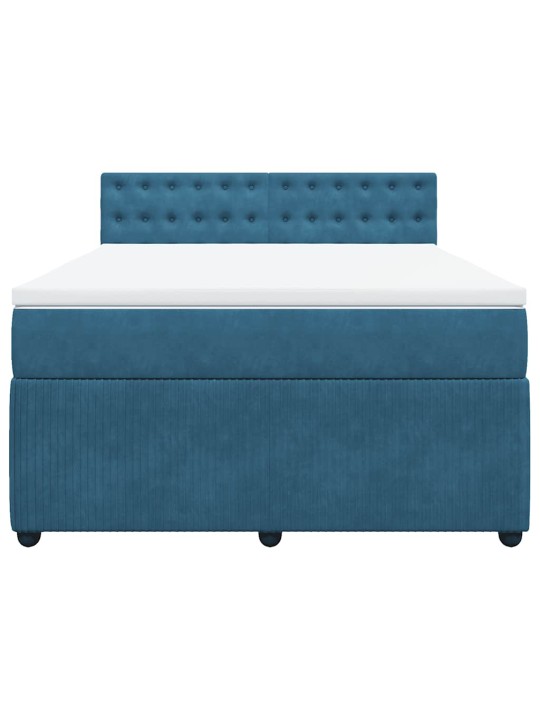 Box spring postel s matrací modrá 140 x 190 cm samet