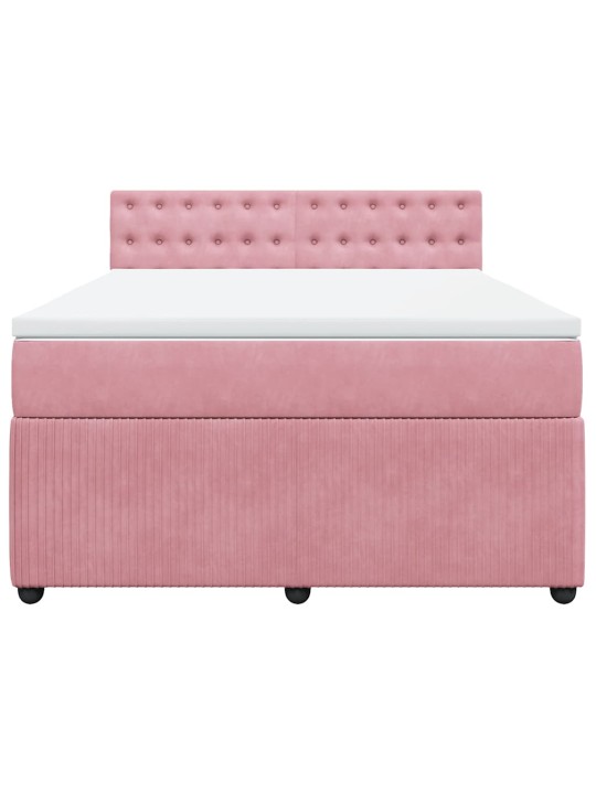 Box spring postel s matrací růžová 140x190 cm samet