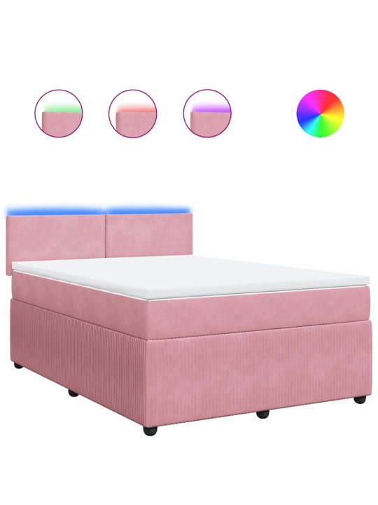Box spring postel s matrací růžová 140x200 cm samet