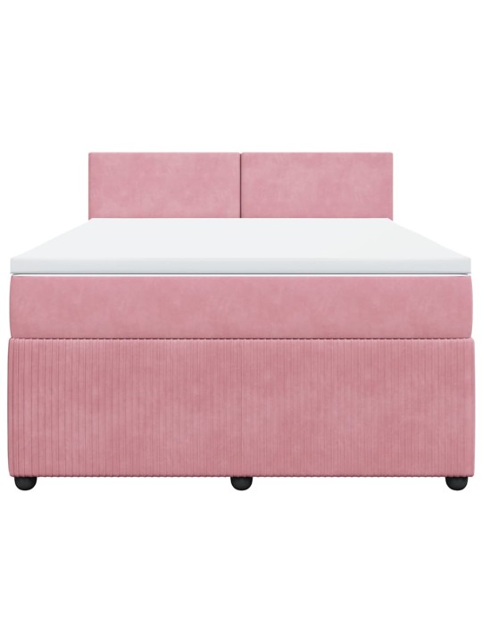 Box spring postel s matrací růžová 140x200 cm samet