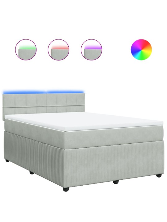 Box spring postel s matrací světle šedá 140x200 cm samet