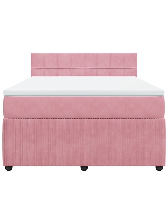 Box spring postel s matrací růžová 140x200 cm samet