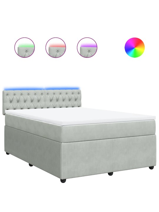 Box spring postel s matrací světle šedá 140x200 cm samet