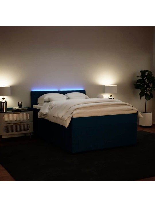 Box spring postel s matrací modrá 140 x 200 cm samet