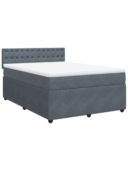 Box spring postel s matrací tmavě šedá 140x200 cm samet