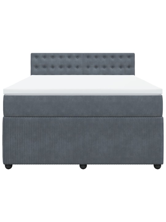 Box spring postel s matrací tmavě šedá 140x200 cm samet