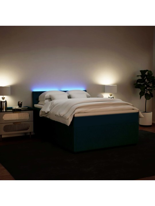 Box spring postel s matrací modrá 140 x 200 cm samet