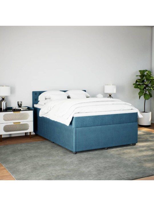 Box spring postel s matrací modrá 140 x 200 cm samet