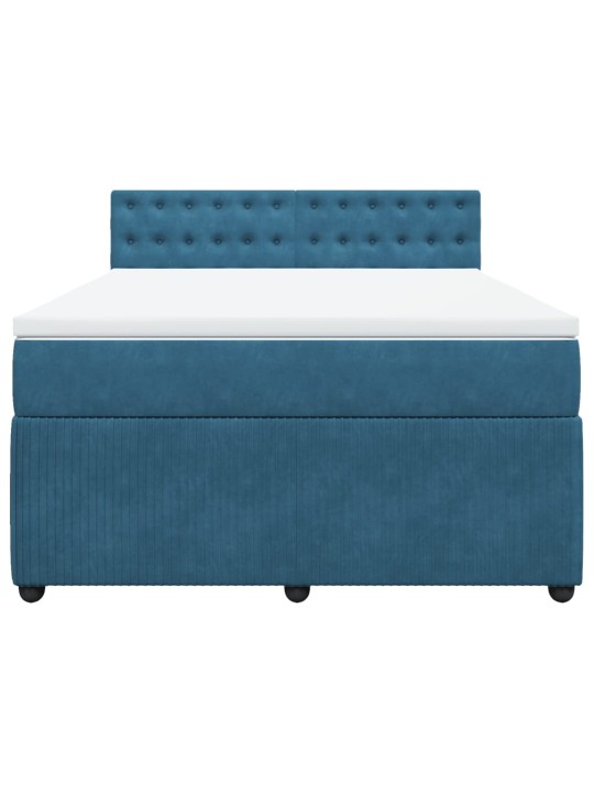 Box spring postel s matrací modrá 140 x 200 cm samet