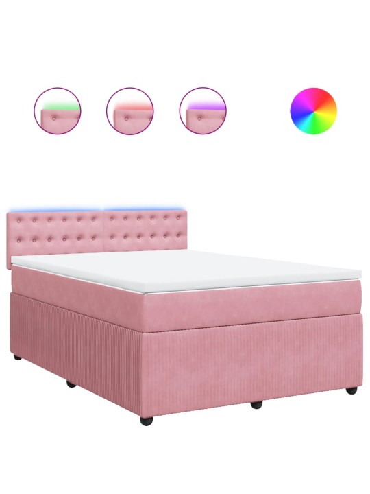 Box spring postel s matrací růžová 140x200 cm samet