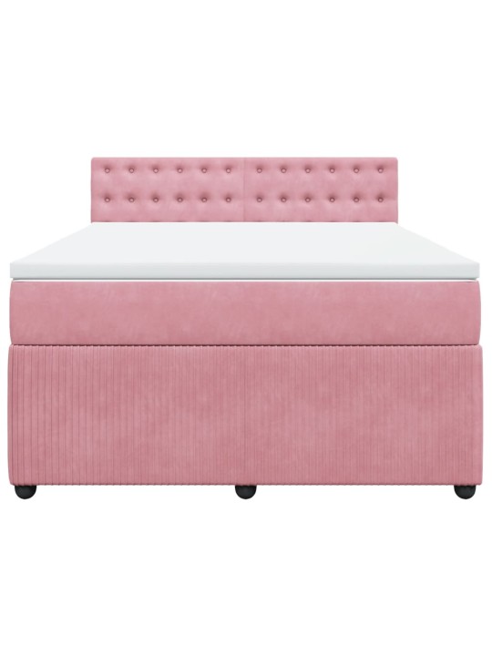 Box spring postel s matrací růžová 140x200 cm samet