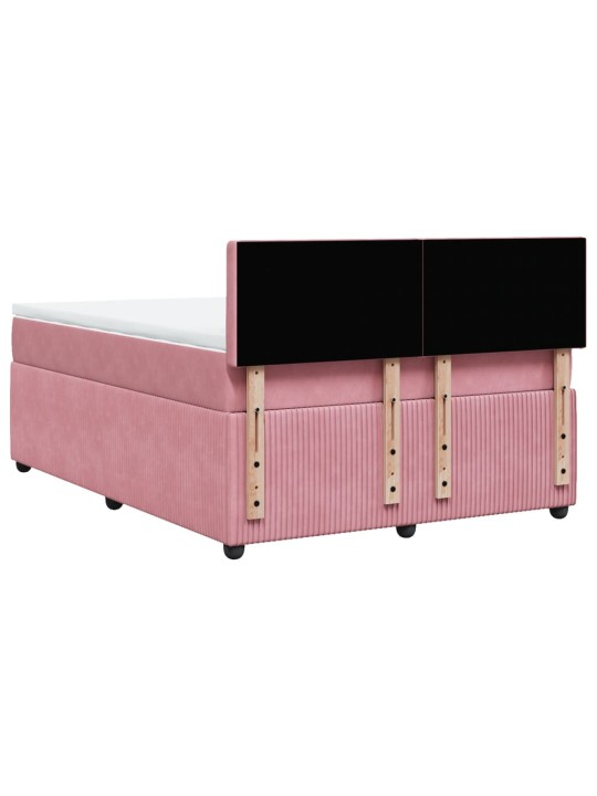 Box spring postel s matrací růžová 140x200 cm samet