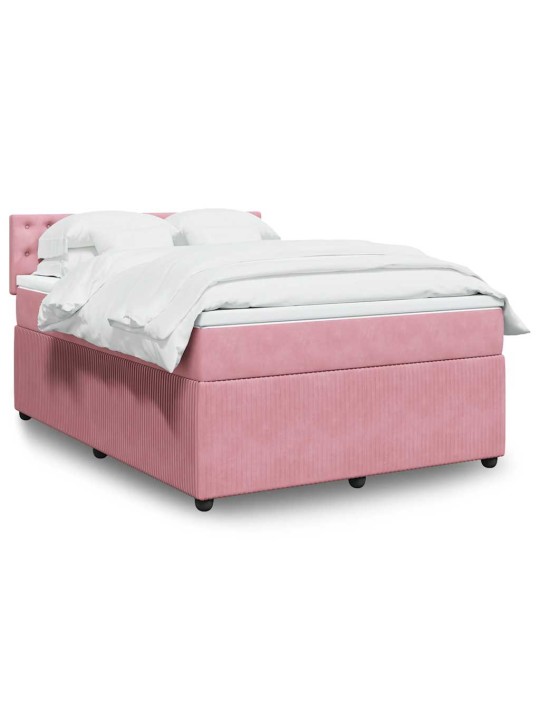 Box spring postel s matrací růžová 140x200 cm samet