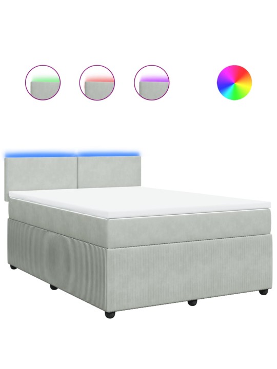 Box spring postel s matrací světle šedá 160x200 cm samet