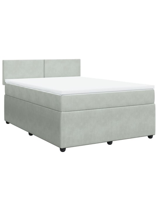 Box spring postel s matrací světle šedá 160x200 cm samet