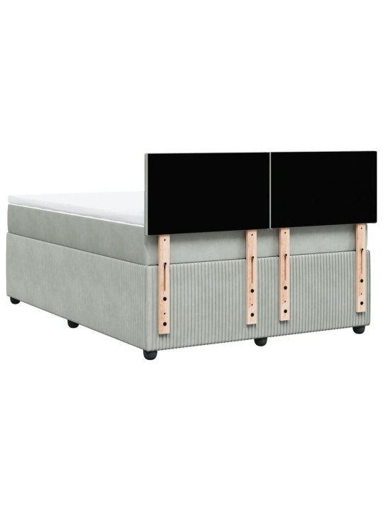 Box spring postel s matrací světle šedá 160x200 cm samet