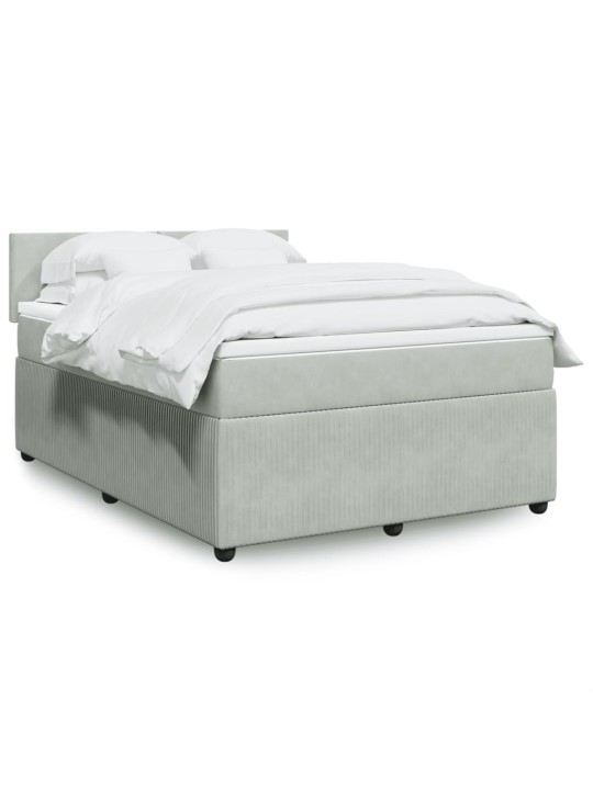 Box spring postel s matrací světle šedá 160x200 cm samet