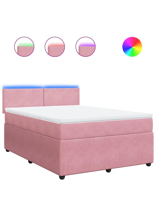 Box spring postel s matrací růžová 160x200 cm samet