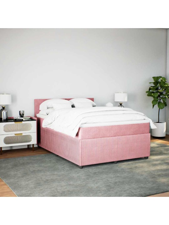 Box spring postel s matrací růžová 160x200 cm samet