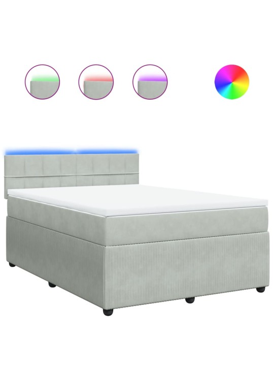 Box spring postel s matrací světle šedá 160x200 cm samet