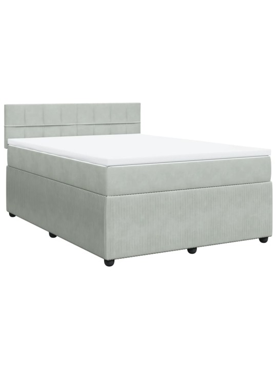 Box spring postel s matrací světle šedá 160x200 cm samet