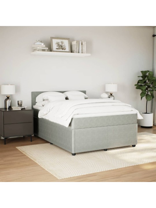 Box spring postel s matrací světle šedá 160x200 cm samet