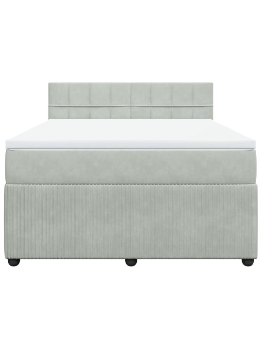 Box spring postel s matrací světle šedá 160x200 cm samet