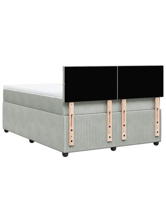 Box spring postel s matrací světle šedá 160x200 cm samet