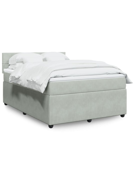Box spring postel s matrací světle šedá 160x200 cm samet