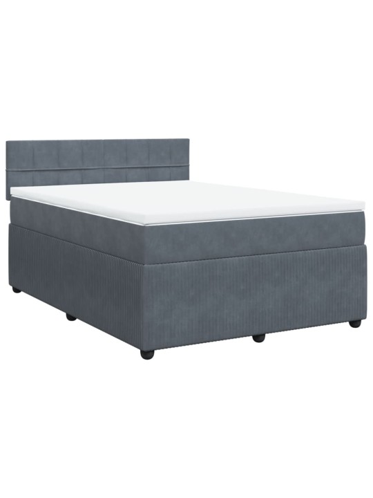 Box spring postel s matrací tmavě šedá 160x200 cm samet