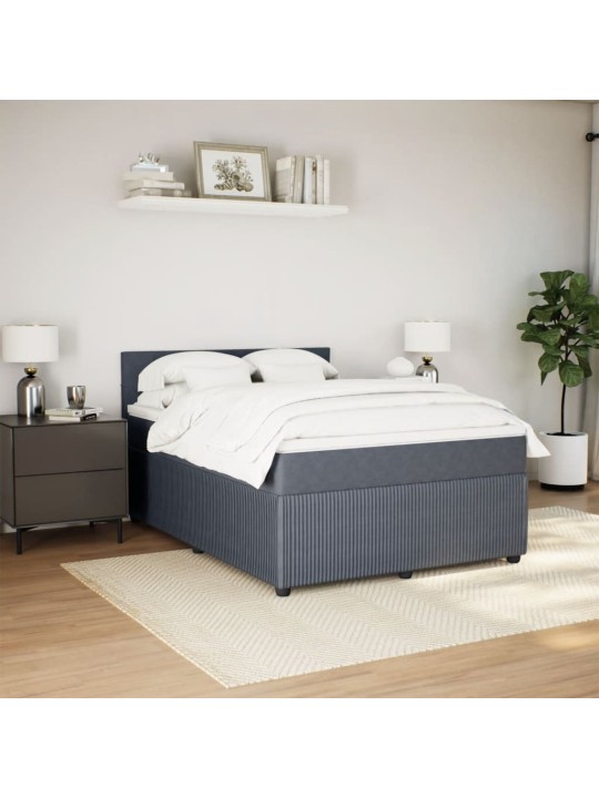 Box spring postel s matrací tmavě šedá 160x200 cm samet
