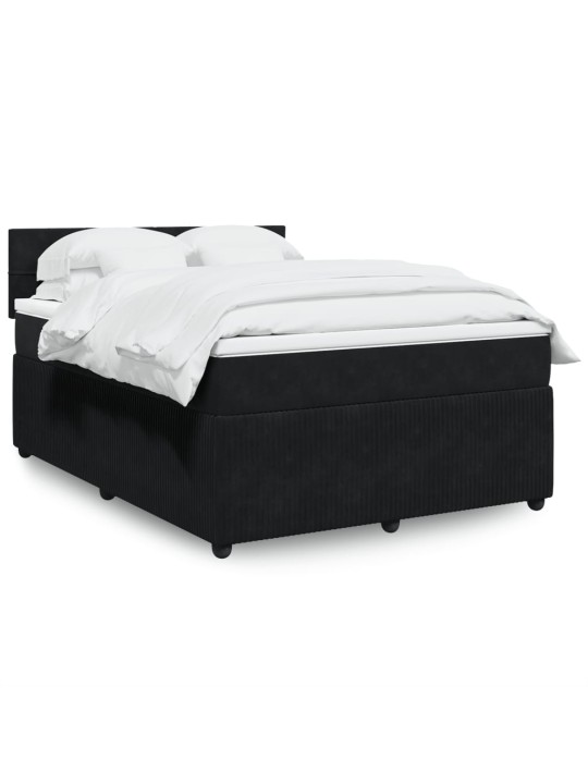 Box spring postel s matrací černá 160x200 cm samet